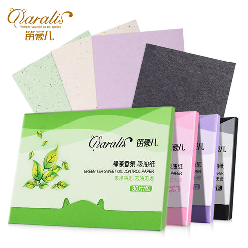 1Pack=80pcs ProtableFacial Absorbent Paper Oil Control Wipes Green Tea Absorbing Sheet Matcha Oily Face Blotting Matting Tissue